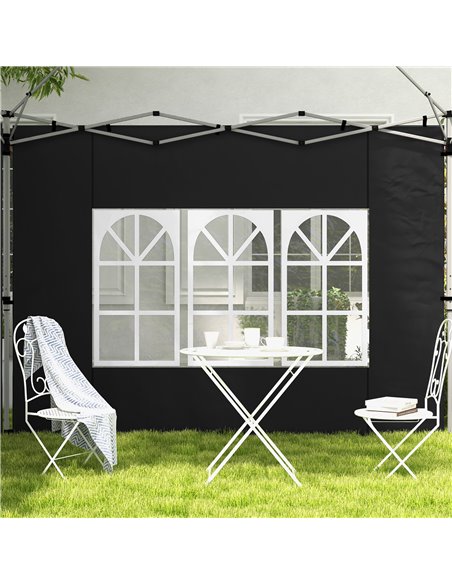Outsunny Gazebo Side Panels, Sides Replacement with Window for 3x3(m) or 3x4m Pop Up Gazebo, 2 Pack, Black 84C-458V00BK - pic 52134 | FastDaddyshop