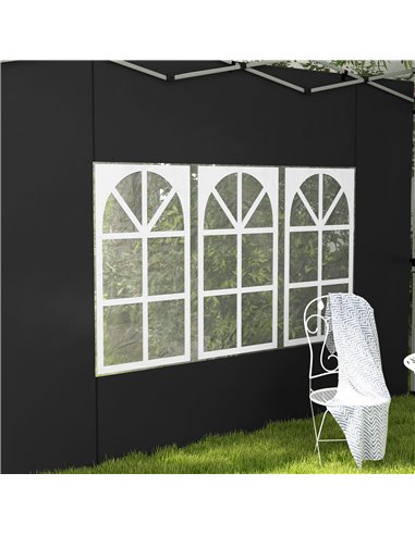 Outsunny Gazebo Side Panels, Sides Replacement with Window for 3x3(m) or 3x4m Pop Up Gazebo, 2 Pack, Black 84C-458V00BK