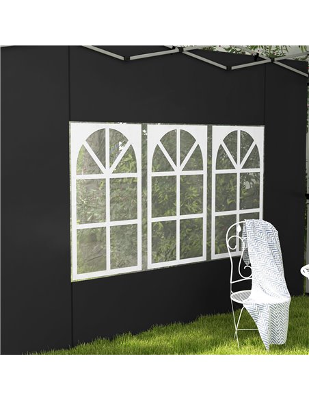 Outsunny Gazebo Side Panels, Sides Replacement with Window for 3x3(m) or 3x4m Pop Up Gazebo, 2 Pack, Black 84C-458V00BK - pic 52136 | FastDaddyshop