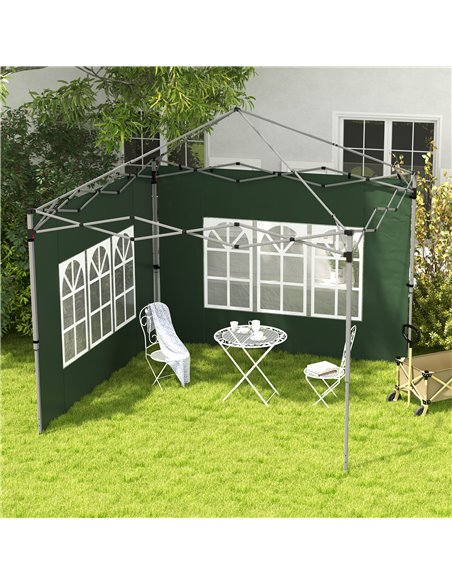 Outsunny Gazebo Side Panels, Sides Replacement with Window for 3x3(m) or 3x4m Pop Up Gazebo, 2 Pack, Green 84C-458V00GN - pic 52138 | FastDaddyshop