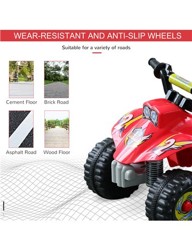 HOMCOM 6V Electric Quad Bike for Kids Ride on Car ATV for 1.5 - 3 Years Red
