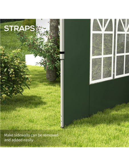 Outsunny Gazebo Side Panels, Sides Replacement with Window for 3x3(m) or 3x4m Pop Up Gazebo, 2 Pack, Green 84C-458V00GN - pic 52141 | FastDaddyshop