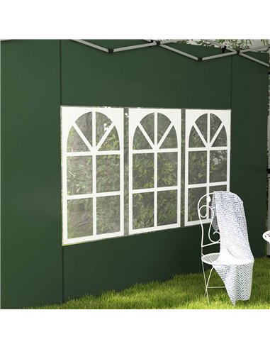 Outsunny Gazebo Side Panels, Sides Replacement with Window for 3x3(m) or 3x4m Pop Up Gazebo, 2 Pack, Green 84C-458V00GN