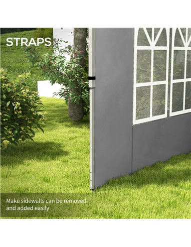 Outsunny Replacement Gazebo Side Panels with Windows, Compatible with 3x3(m) or 3x4m Pop Up Gazebos, 2 Pack, Grey 84C-458V00LG
