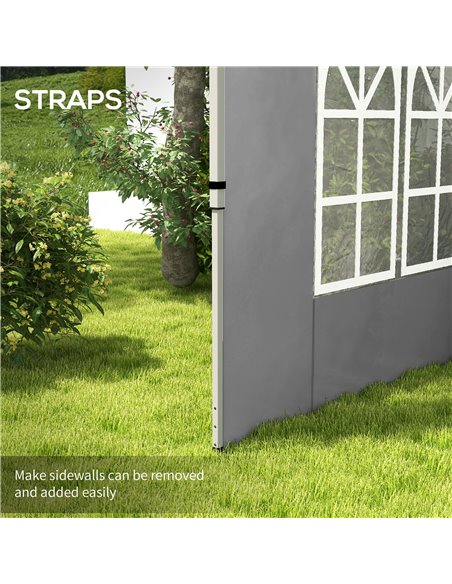 Outsunny Replacement Gazebo Side Panels with Windows, Compatible with 3x3(m) or 3x4m Pop Up Gazebos, 2 Pack, Grey 84C-458V00LG - pic 52150 | FastDaddyshop