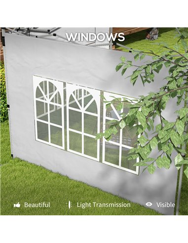 Outsunny Replacement Gazebo Side Panels with Windows, Compatible with 3x3(m) or 3x4m Pop Up Gazebos, 2 Pack, Grey 84C-458V00LG