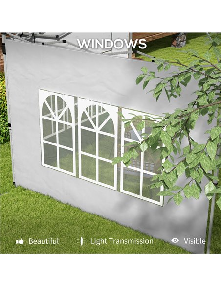 Outsunny Replacement Gazebo Side Panels with Windows, Compatible with 3x3(m) or 3x4m Pop Up Gazebos, 2 Pack, Grey 84C-458V00LG - pic 52151 | FastDaddyshop