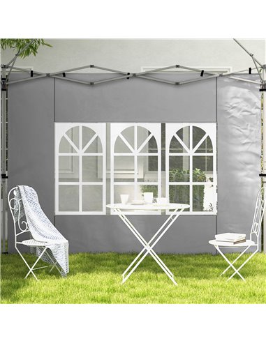 Outsunny Replacement Gazebo Side Panels with Windows, Compatible with 3x3(m) or 3x4m Pop Up Gazebos, 2 Pack, Grey 84C-458V00LG