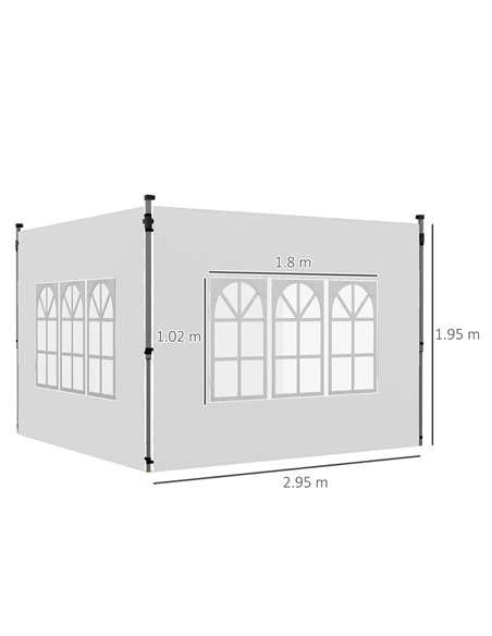 Outsunny Gazebo Side Panels with Windows, Replacement for 3x3(m) or 3x4m Gazebo, 2 Pack, White 84C-458V00WT - pic 52157 | FastDaddyshop