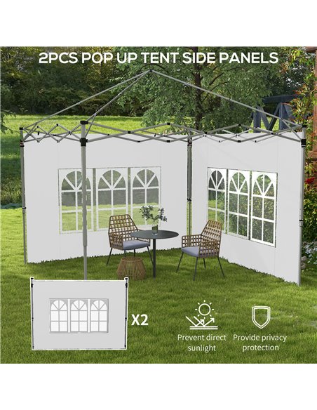 Outsunny Gazebo Side Panels with Windows, Replacement for 3x3(m) or 3x4m Gazebo, 2 Pack, White 84C-458V00WT - pic 52158 | FastDaddyshop