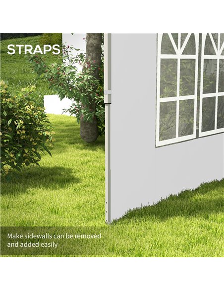 Outsunny Gazebo Side Panels with Windows, Replacement for 3x3(m) or 3x4m Gazebo, 2 Pack, White 84C-458V00WT - pic 52159 | FastDaddyshop