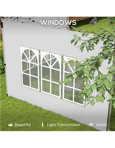 Outsunny Gazebo Side Panels with Windows, Replacement for 3x3(m) or 3x4m Gazebo, 2 Pack, White 84C-458V00WT