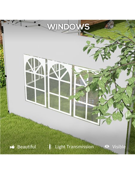 Outsunny Gazebo Side Panels with Windows, Replacement for 3x3(m) or 3x4m Gazebo, 2 Pack, White 84C-458V00WT - pic 52160 | FastDaddyshop