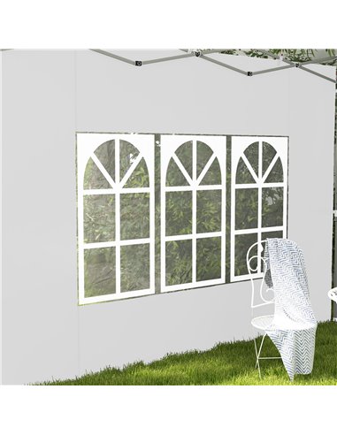 Outsunny Gazebo Side Panels with Windows, Replacement for 3x3(m) or 3x4m Gazebo, 2 Pack, White 84C-458V00WT