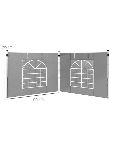 Outsunny Gazebo Side Panels, 2 Pack Sides Replacement, for 3x3(m) or 3x6m Pop Up Gazebo, with Windows and Doors, Light Grey 84C- - pic 52166 | FastDaddyshop