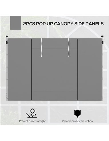 Outsunny Gazebo Side Panels, 2 Pack Sides Replacement, for 3x3(m) or 3x6m Pop Up Gazebo, with Windows and Doors, Light Grey 84C-