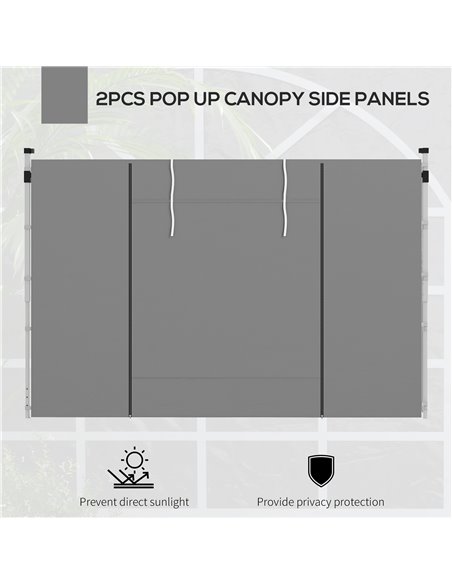 Outsunny Gazebo Side Panels, 2 Pack Sides Replacement, for 3x3(m) or 3x6m Pop Up Gazebo, with Windows and Doors, Light Grey 84C- - pic 52167 | FastDaddyshop