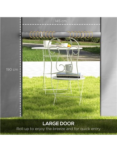 Outsunny Gazebo Side Panels, 2 Pack Sides Replacement, for 3x3(m) or 3x6m Pop Up Gazebo, with Windows and Doors, Light Grey 84C-