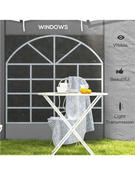 Outsunny Gazebo Side Panels, 2 Pack Sides Replacement, for 3x3(m) or 3x6m Pop Up Gazebo, with Windows and Doors, Light Grey 84C- - pic 52169 | FastDaddyshop