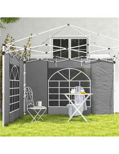 Outsunny Gazebo Side Panels, 2 Pack Sides Replacement, for 3x3(m) or 3x6m Pop Up Gazebo, with Windows and Doors, Light Grey 84C-