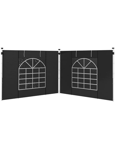 Outsunny 2 Pack Sides Replacement for 3x3(m) or 3x6m Gazebo, Black 84C-437V00BK - pic 52173 | FastDaddyshop