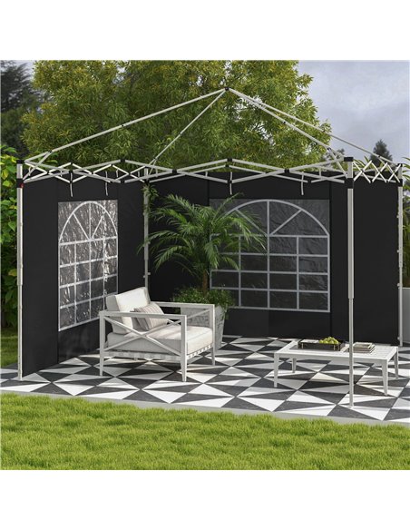 Outsunny Gazebo Side Panels, 2 Pack Sides Replacement, for 3x3(m) or 3x6m Pop Up Gazebo, with Windows and Doors, Black 84C-437V0 - pic 52174 | FastDaddyshop