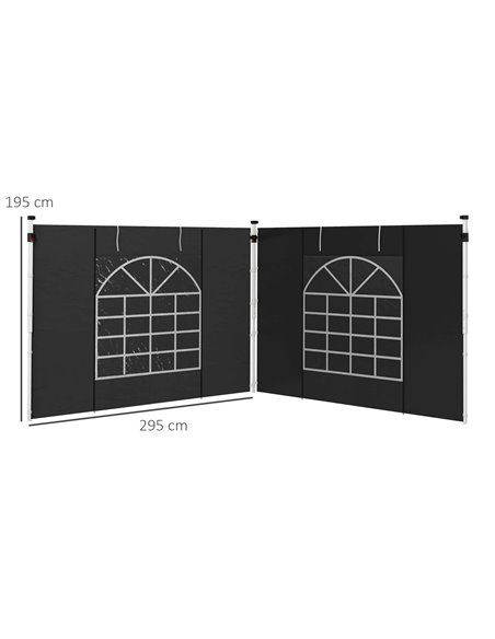 Outsunny Gazebo Side Panels, 2 Pack Sides Replacement, for 3x3(m) or 3x6m Pop Up Gazebo, with Windows and Doors, Black 84C-437V0 - pic 52175 | FastDaddyshop
