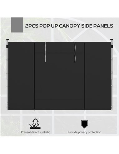 Outsunny Gazebo Side Panels, 2 Pack Sides Replacement, for 3x3(m) or 3x6m Pop Up Gazebo, with Windows and Doors, Black 84C-437V0