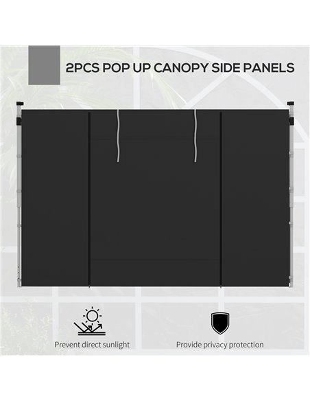 Outsunny Gazebo Side Panels, 2 Pack Sides Replacement, for 3x3(m) or 3x6m Pop Up Gazebo, with Windows and Doors, Black 84C-437V0 - pic 52176 | FastDaddyshop