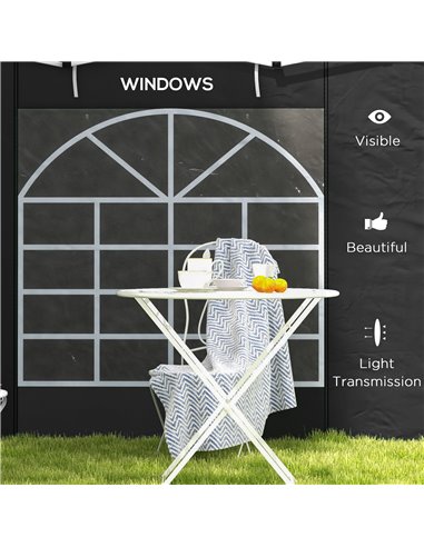 Outsunny Gazebo Side Panels, 2 Pack Sides Replacement, for 3x3(m) or 3x6m Pop Up Gazebo, with Windows and Doors, Black 84C-437V0