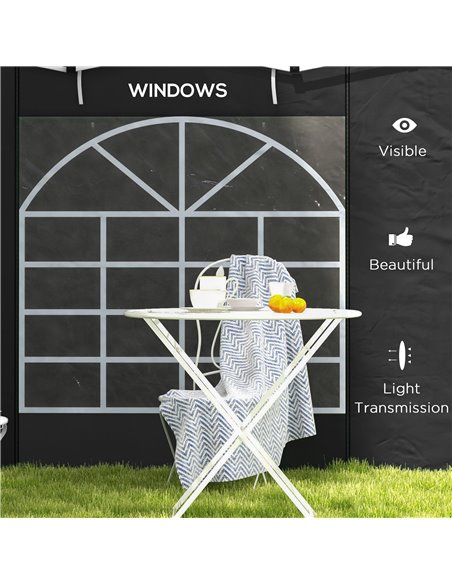 Outsunny Gazebo Side Panels, 2 Pack Sides Replacement, for 3x3(m) or 3x6m Pop Up Gazebo, with Windows and Doors, Black 84C-437V0 - pic 52178 | FastDaddyshop