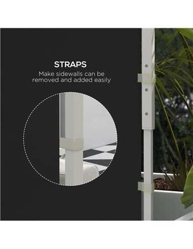 Outsunny Gazebo Side Panels, 2 Pack Sides Replacement, for 3x3(m) or 3x6m Pop Up Gazebo, with Windows and Doors, Black 84C-437V0