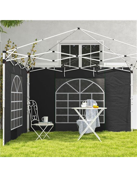 Outsunny Gazebo Side Panels, 2 Pack Sides Replacement, for 3x3(m) or 3x6m Pop Up Gazebo, with Windows and Doors, Black 84C-437V0 - pic 52180 | FastDaddyshop