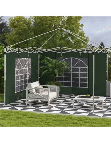 Outsunny Gazebo Side Panels, 2 Pack Sides Replacement, for 3x3(m) or 3x6m Pop Up Gazebo, with Windows and Doors, Green 84C-437V0