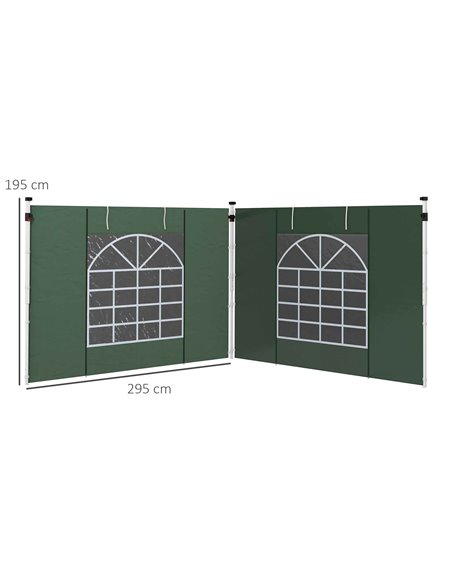 Outsunny Gazebo Side Panels, 2 Pack Sides Replacement, for 3x3(m) or 3x6m Pop Up Gazebo, with Windows and Doors, Green 84C-437V0 - pic 52184 | FastDaddyshop
