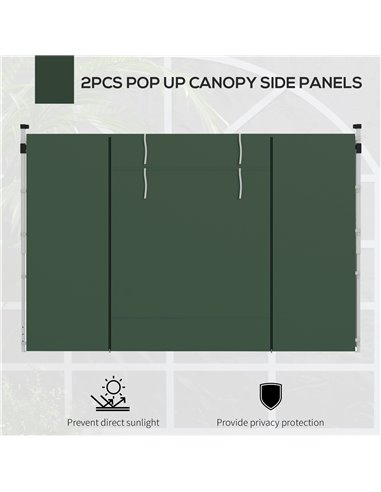 Outsunny Gazebo Side Panels, 2 Pack Sides Replacement, for 3x3(m) or 3x6m Pop Up Gazebo, with Windows and Doors, Green 84C-437V0