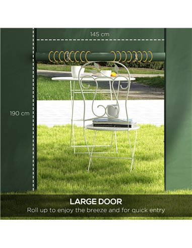 Outsunny Gazebo Side Panels, 2 Pack Sides Replacement, for 3x3(m) or 3x6m Pop Up Gazebo, with Windows and Doors, Green 84C-437V0
