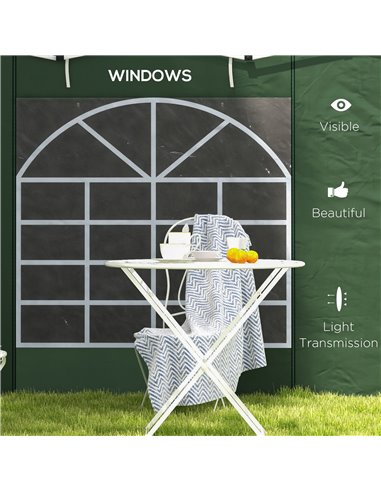 Outsunny Gazebo Side Panels, 2 Pack Sides Replacement, for 3x3(m) or 3x6m Pop Up Gazebo, with Windows and Doors, Green 84C-437V0