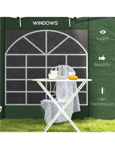 Outsunny Gazebo Side Panels, 2 Pack Sides Replacement, for 3x3(m) or 3x6m Pop Up Gazebo, with Windows and Doors, Green 84C-437V0 - pic 52187 | FastDaddyshop