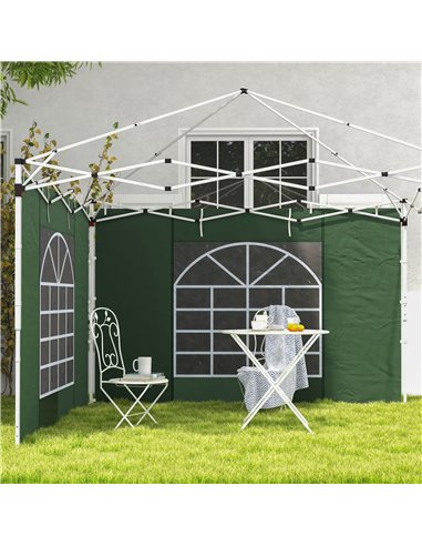 Outsunny Gazebo Side Panels, 2 Pack Sides Replacement, for 3x3(m) or 3x6m Pop Up Gazebo, with Windows and Doors, Green 84C-437V0