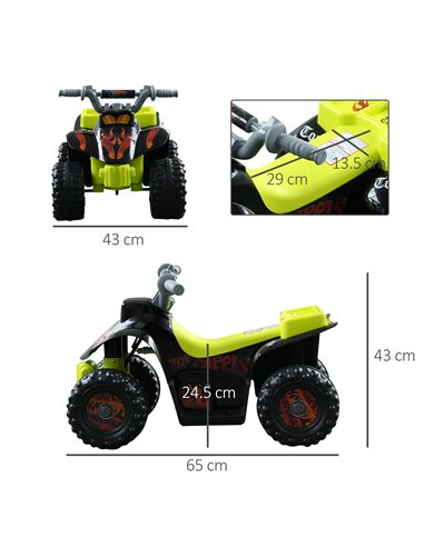 HOMCOM 6V Electric Quad Bike for Kids Ride on Car ATV for 1.5 - 3 Years Black
