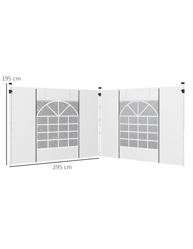 Outsunny Replacement Gazebo Side Panels with Windows and Doors, 2 Pack, for 3x3(m) or 3x6m Pop Up Gazebo, White 84C-437V00WT
