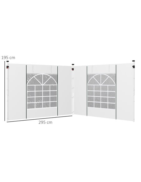 Outsunny Replacement Gazebo Side Panels with Windows and Doors, 2 Pack, for 3x3(m) or 3x6m Pop Up Gazebo, White 84C-437V00WT - pic 52193 | FastDaddyshop