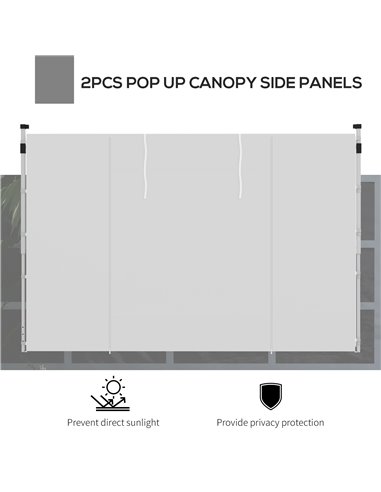 Outsunny Replacement Gazebo Side Panels with Windows and Doors, 2 Pack, for 3x3(m) or 3x6m Pop Up Gazebo, White 84C-437V00WT