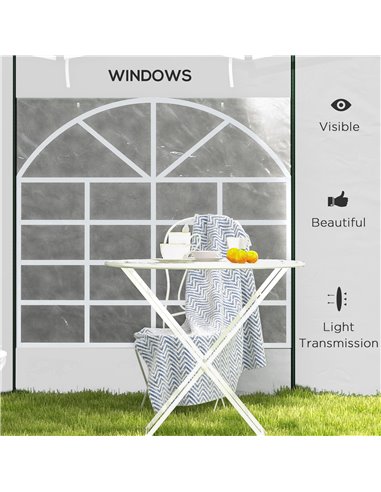 Outsunny Replacement Gazebo Side Panels with Windows and Doors, 2 Pack, for 3x3(m) or 3x6m Pop Up Gazebo, White 84C-437V00WT