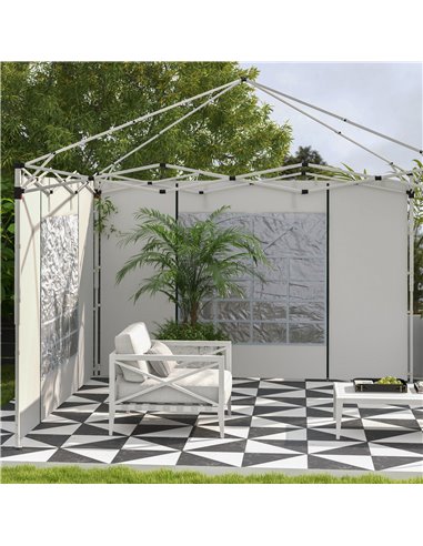 Outsunny Replacement Gazebo Side Panels with Windows and Doors, 2 Pack, for 3x3(m) or 3x6m Pop Up Gazebo, White 84C-437V00WT