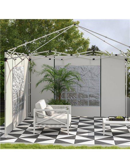 Outsunny Replacement Gazebo Side Panels with Windows and Doors, 2 Pack, for 3x3(m) or 3x6m Pop Up Gazebo, White 84C-437V00WT - pic 52198 | FastDaddyshop