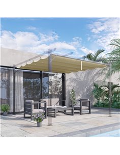 Outsunny Retractable Replacement Canopy for 3 x 3 (m) Pergola, Gazebo, Beige 84C-372V00BG 2