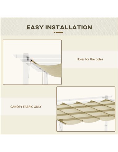 Outsunny Retractable Pergola Shade Cover, Replacement Canopy Fabric for 3 x 3 (m) Pergola, Gazebo Retractable Roof, Beige 84C-37
