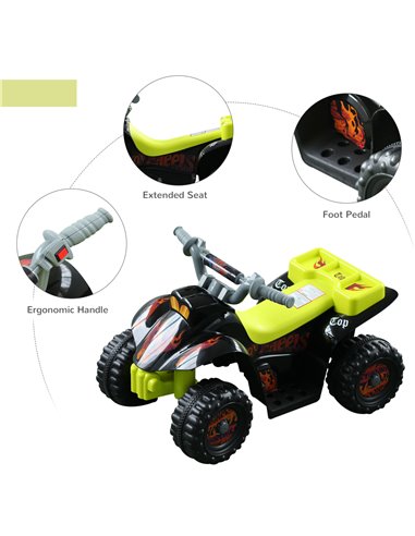 HOMCOM 6V Electric Quad Bike for Kids Ride on Car ATV for 1.5 - 3 Years Black